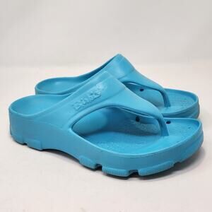 Birkis Caribbean Blue Plastic Thong Sandals Size 36 US 5 Slip On Outdoor Shoes